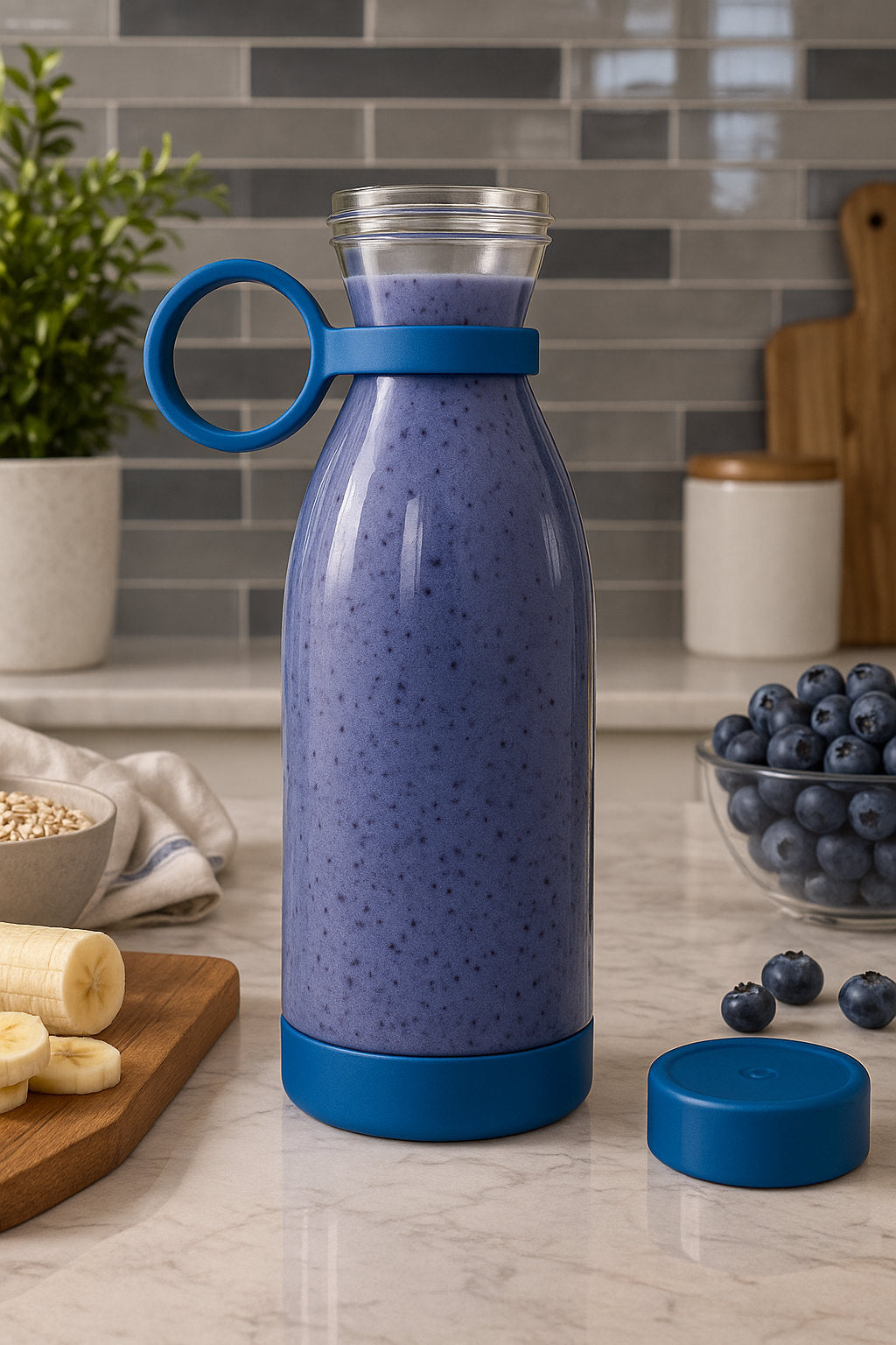 Blue blender fresh smoothie
