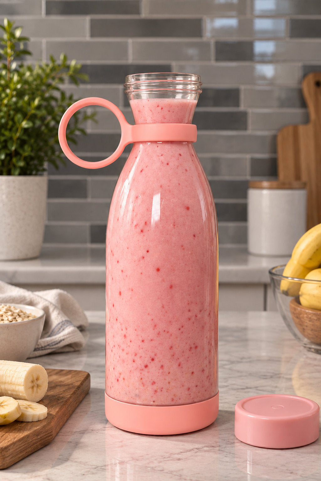 Pink blender fresh smoothie